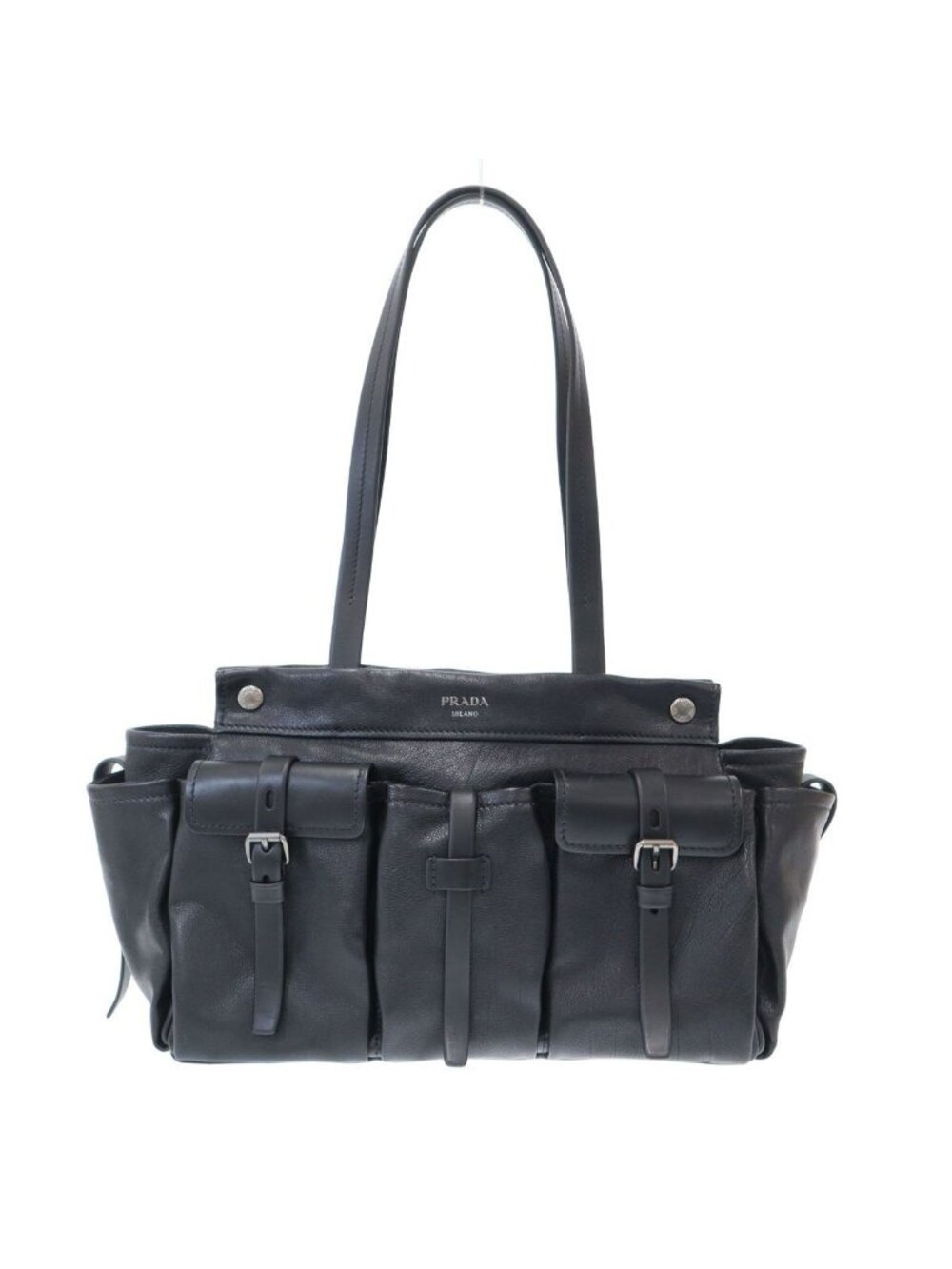 Prada Route Large Leather Tote Bag Black